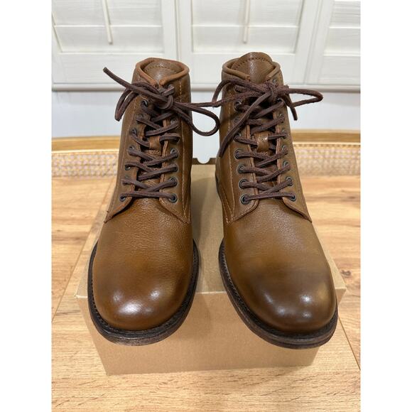 Frye Men's Tyler Lace Up Boots Cognac Full Grain Leather Size 8 NWOB Classic - Picture 4 of 12